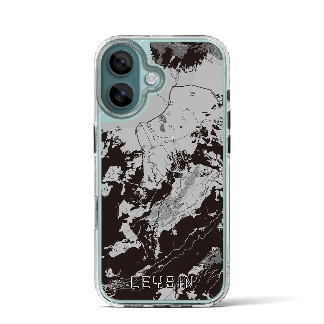 【レザン（スイス）】地図柄iPhoneケース（MagSafeタイプ）モノトーン・iPhone 16 Pro 用