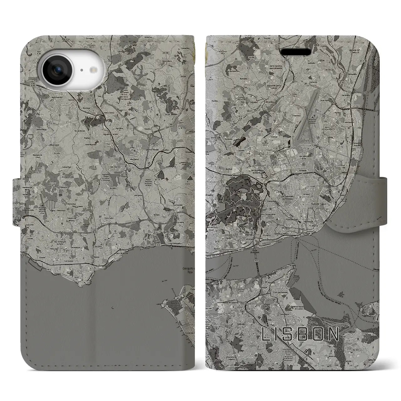 【リスボン（ポルトガル）】地図柄iPhoneケース（手帳タイプ）