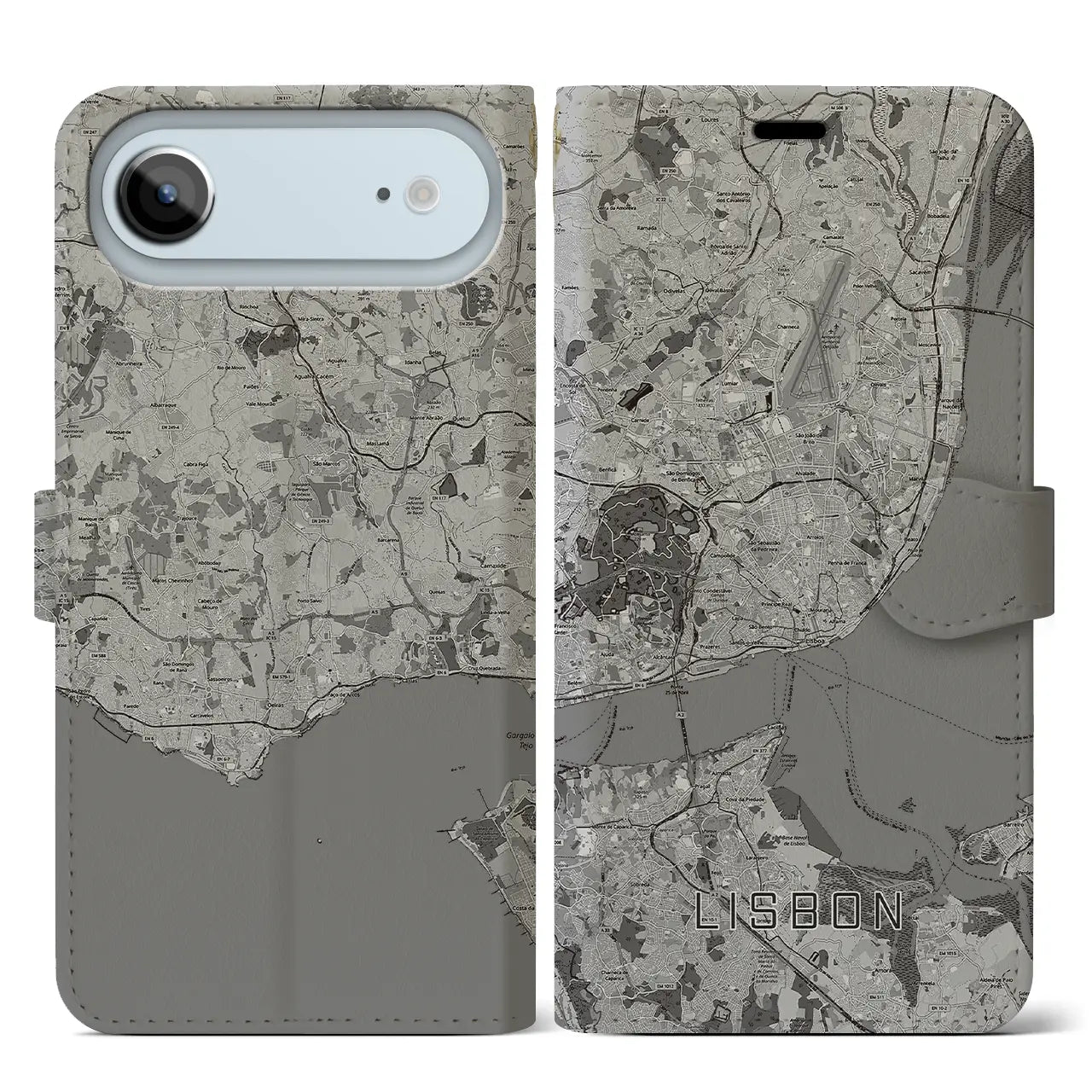 【リスボン（ポルトガル）】地図柄iPhoneケース（手帳タイプ）