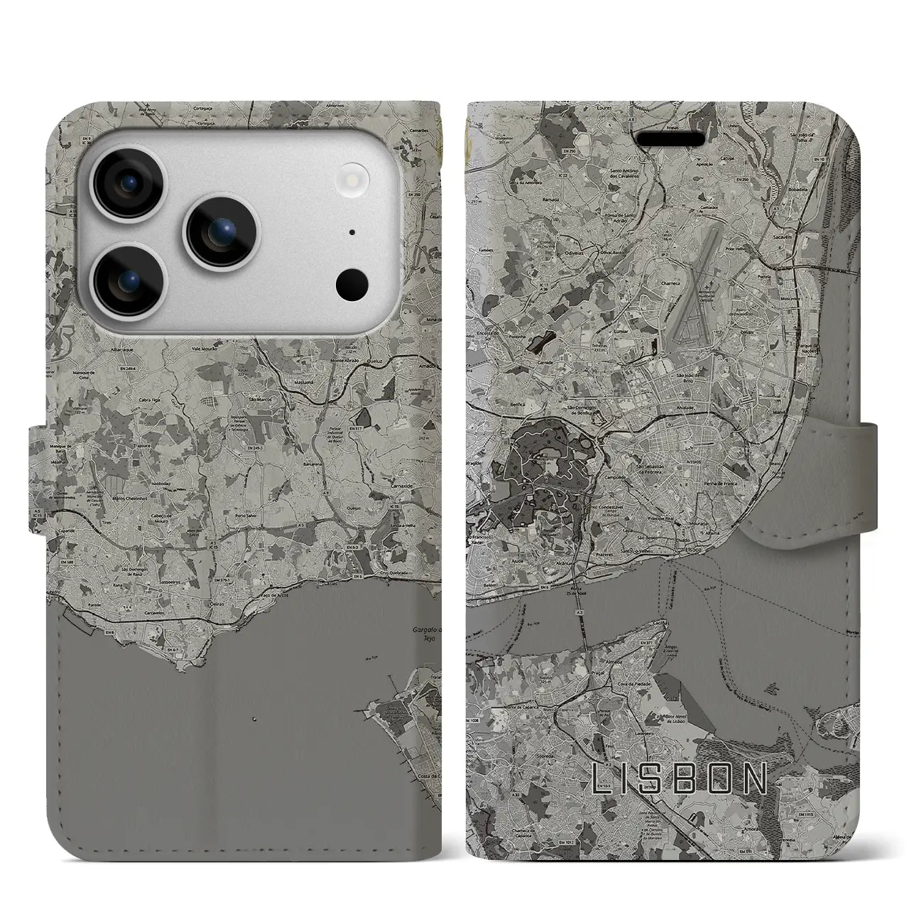 【リスボン（ポルトガル）】地図柄iPhoneケース（手帳タイプ）