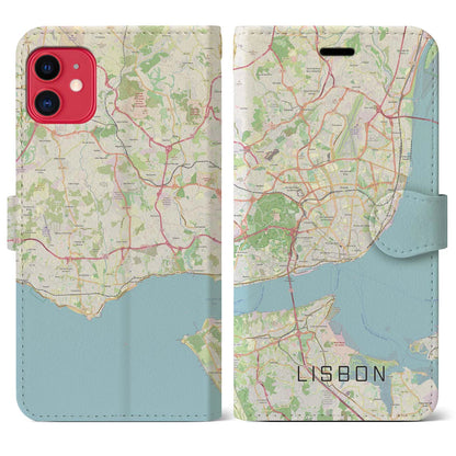 【リスボン（ポルトガル）】地図柄iPhoneケース（手帳タイプ）ナチュラル・iPhone 11 用