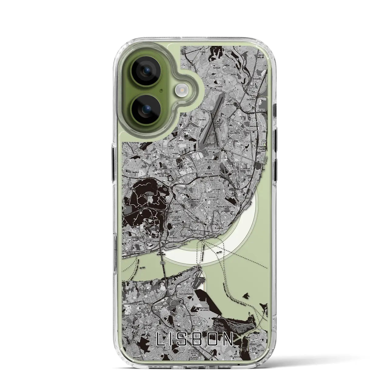 【リスボン（ポルトガル）】地図柄iPhoneケース（MagSafeタイプ）