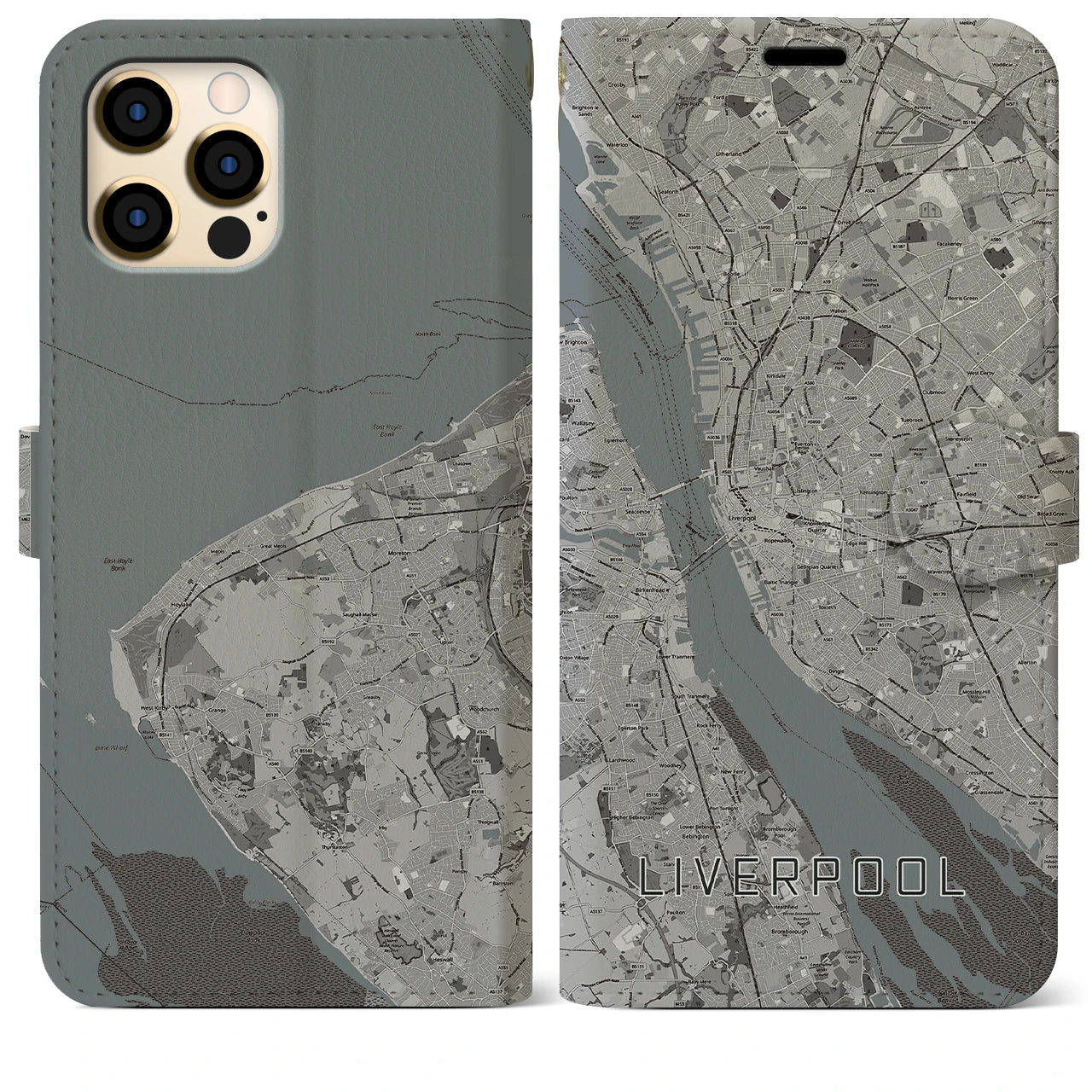 【リヴァプール（イギリス）】地図柄iPhoneケース（手帳タイプ）