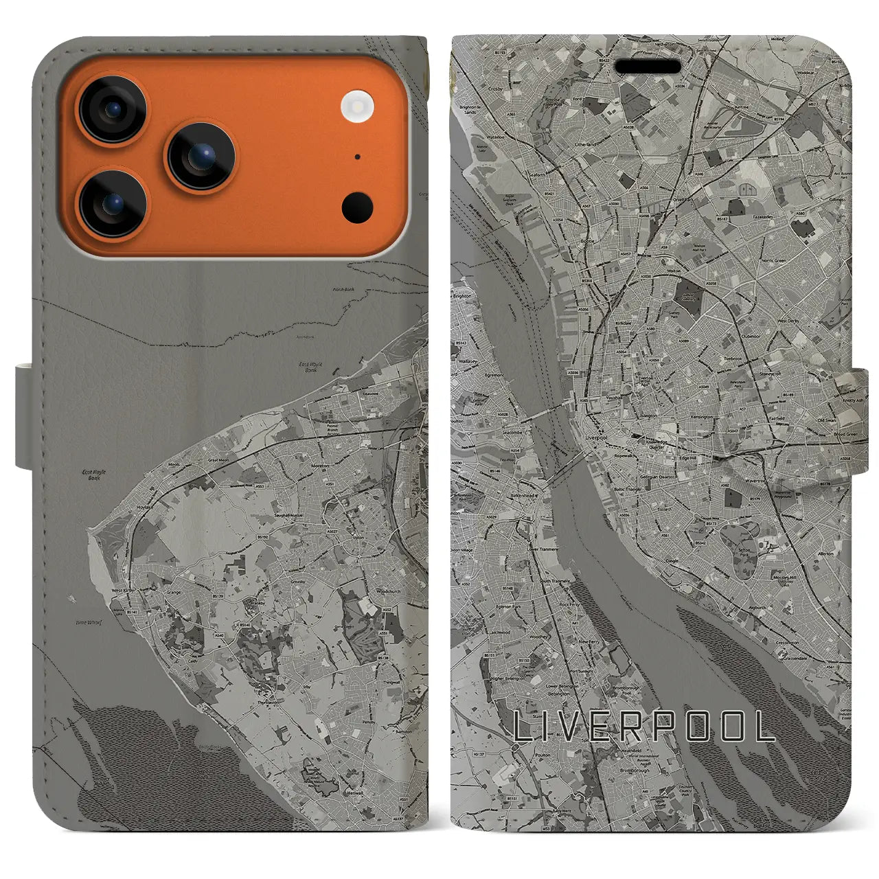 【リヴァプール（イギリス）】地図柄iPhoneケース（手帳タイプ）