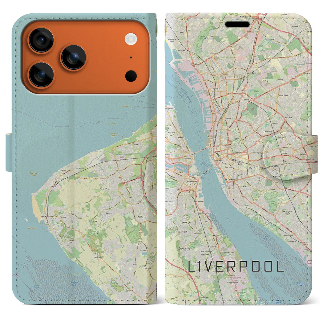 【リヴァプール（イギリス）】地図柄iPhoneケース（手帳タイプ）