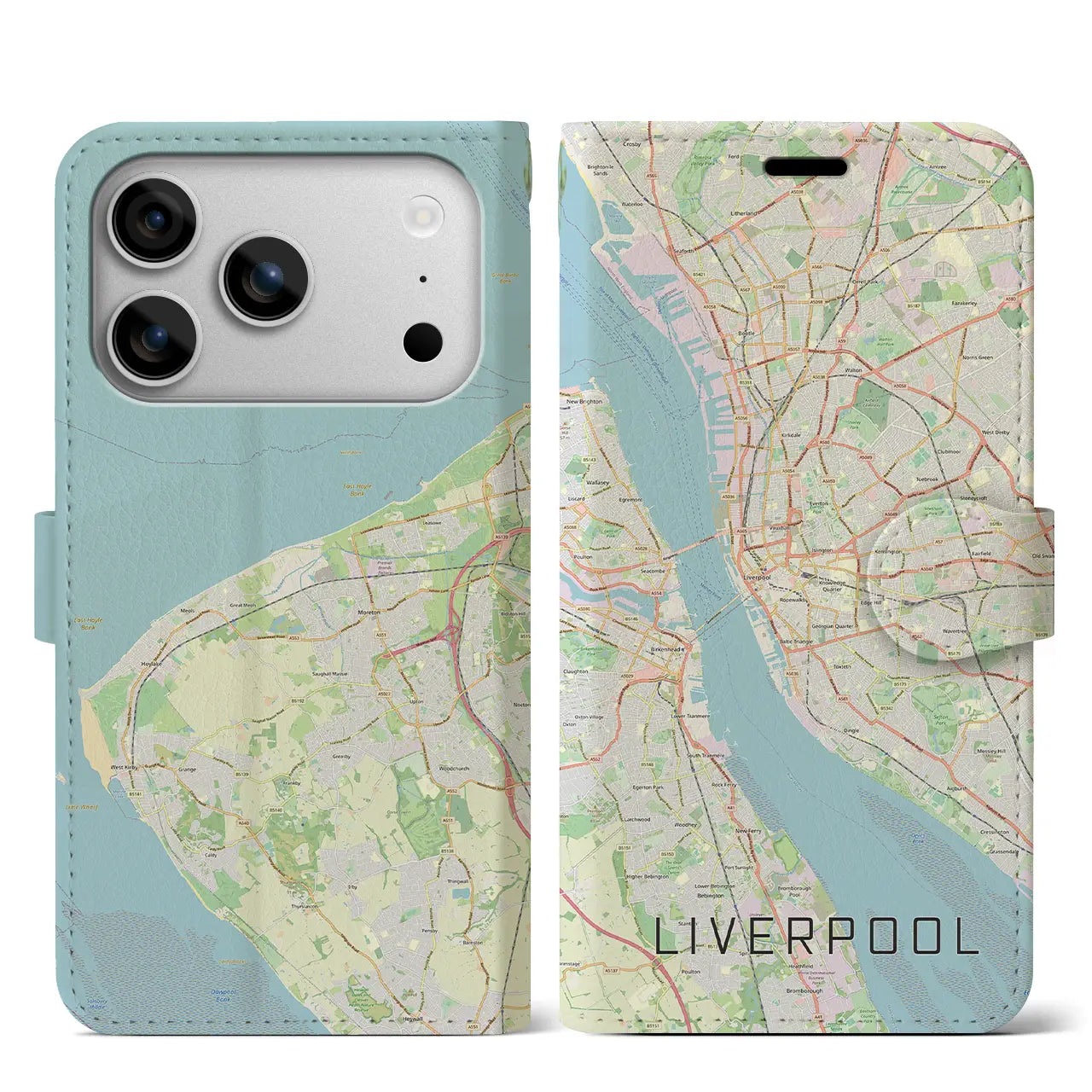 【リヴァプール（イギリス）】地図柄iPhoneケース（手帳タイプ）