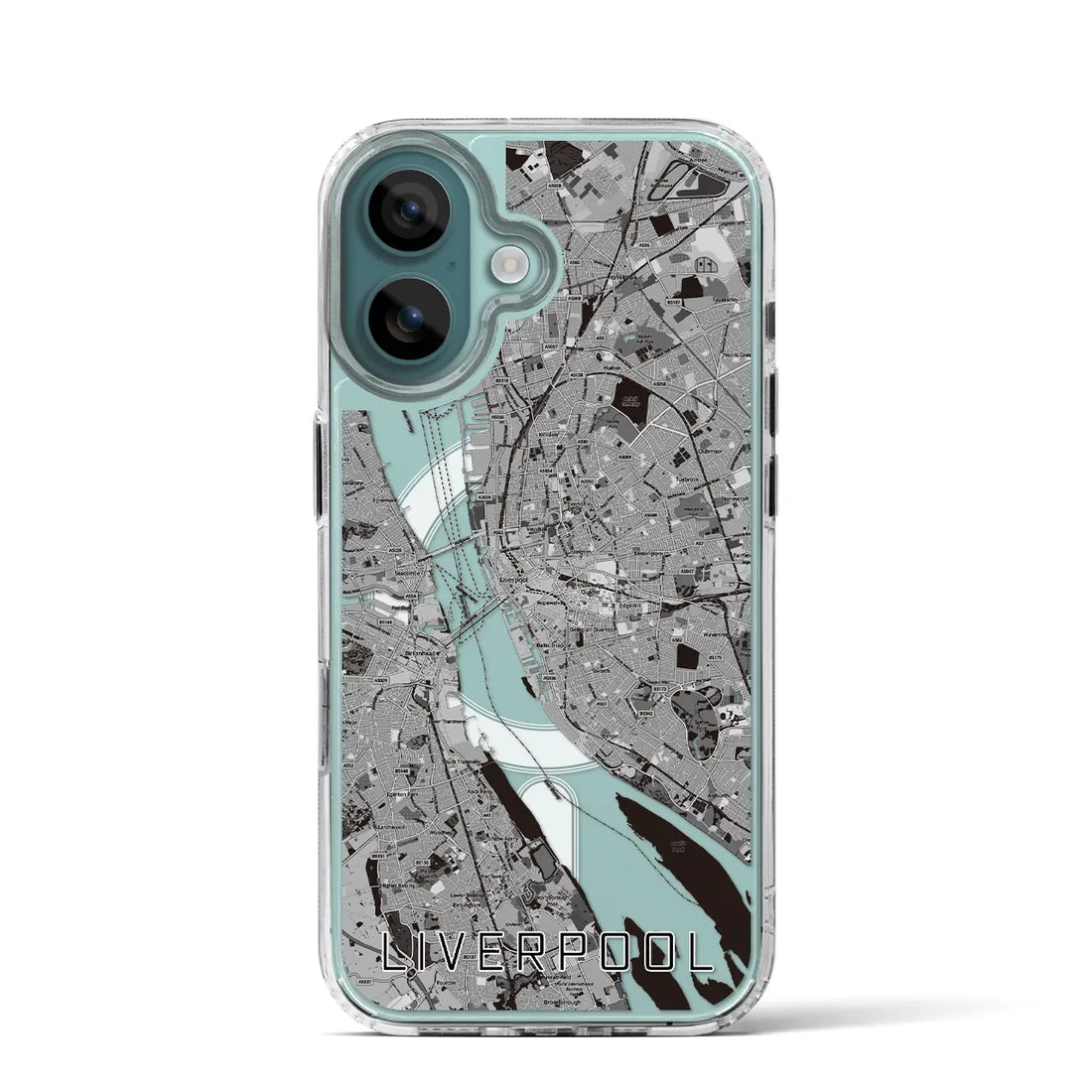【リヴァプール(イギリス)】地図柄iPhoneケース(MagSafeタイプ)モノトーン・iPhone 16 Pro 用