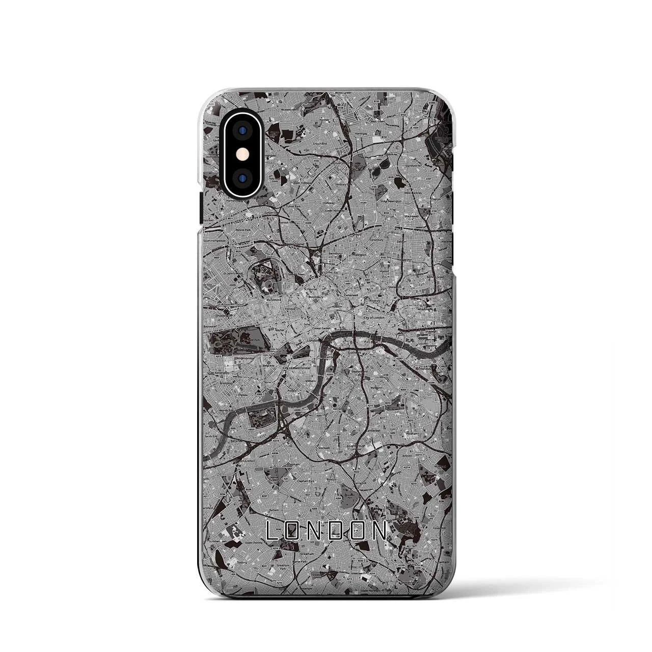 【ロンドン（イギリス）】地図柄iPhoneケース（クリアタイプ）モノトーン・iPhone XS / X 用