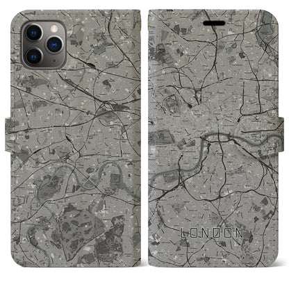 【ロンドン（イギリス）】地図柄iPhoneケース（手帳タイプ）モノトーン・iPhone 11 Pro Max 用
