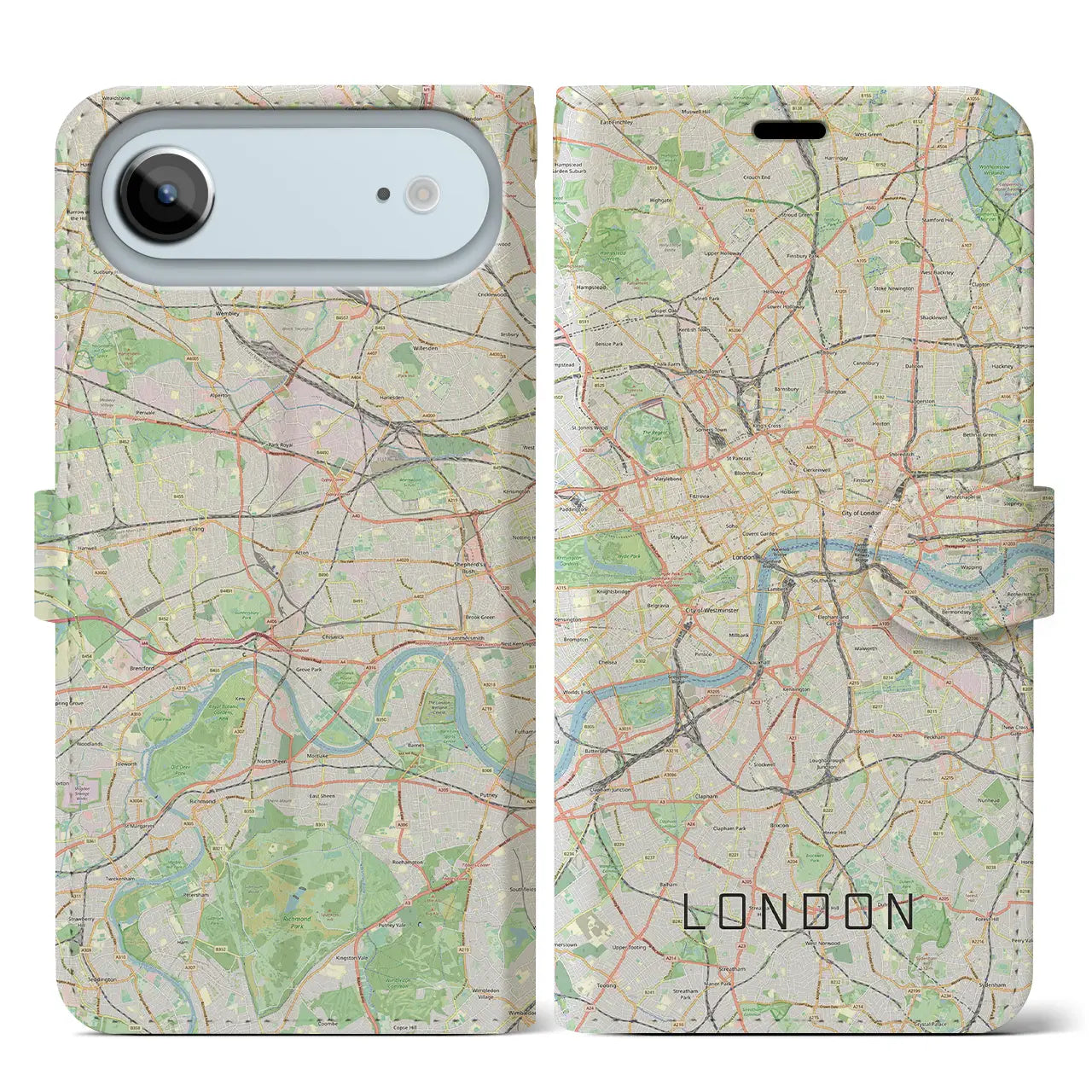 【ロンドン（イギリス）】地図柄iPhoneケース（手帳タイプ）