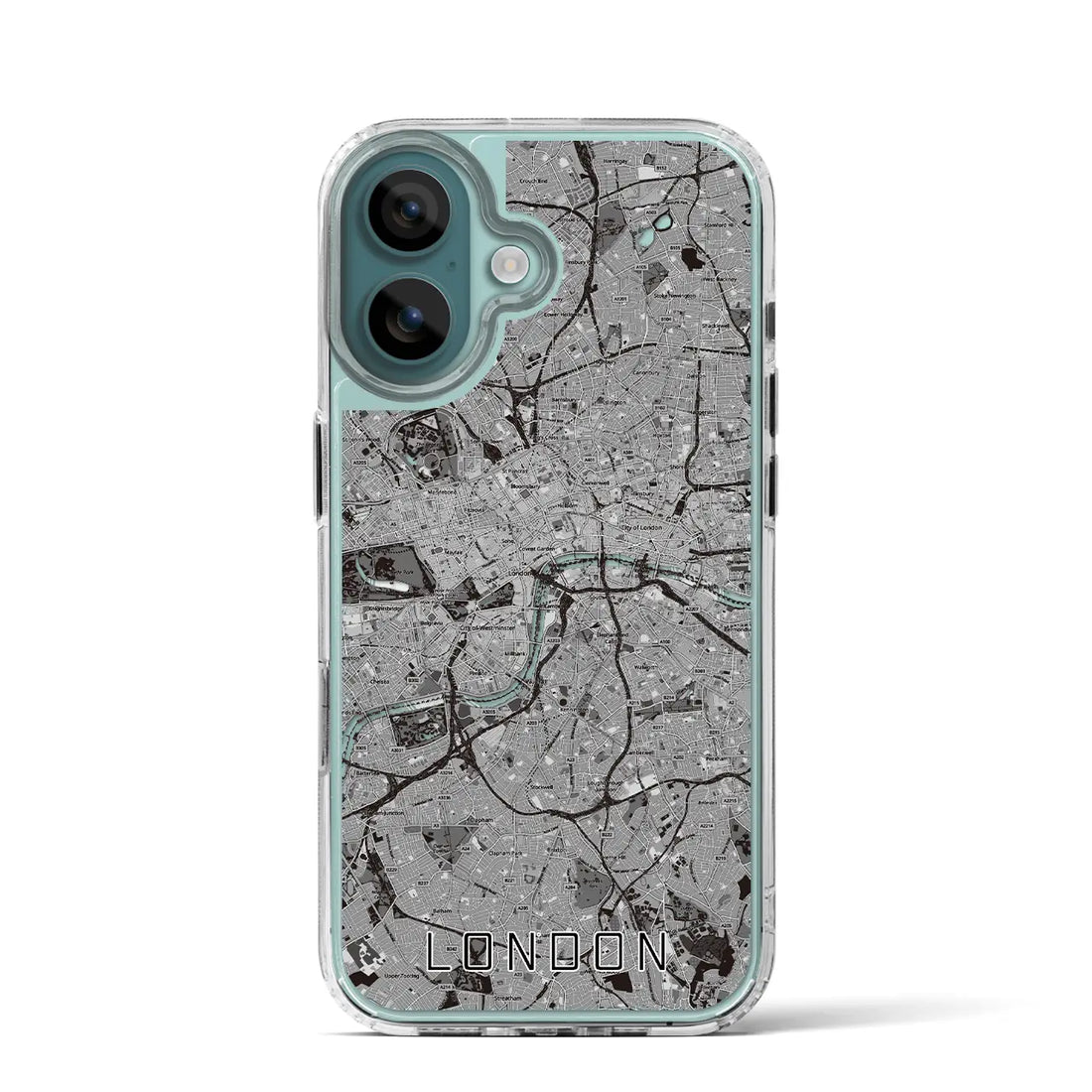 【ロンドン（イギリス）】地図柄iPhoneケース（MagSafeタイプ）モノトーン・iPhone 16 Pro 用