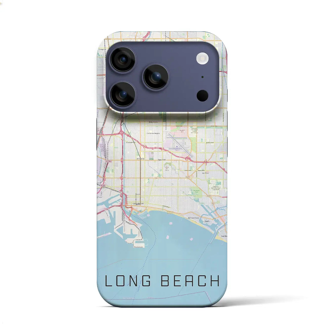 【ロングビーチ(アメリカ)】地図柄iPhoneケース(バックカバータイプ)ブラック・iPhone 17 Pro Max 用