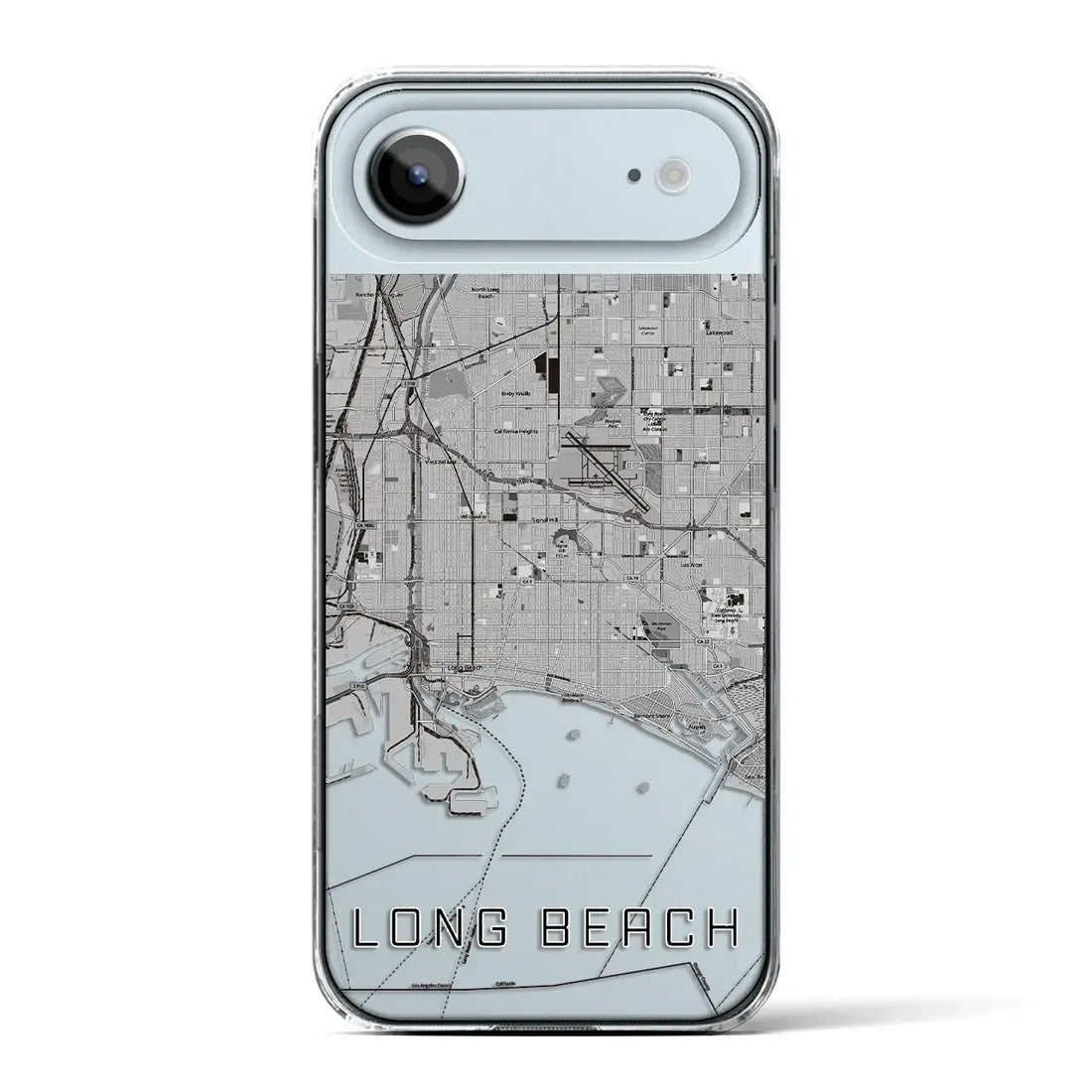 【ロングビーチ（アメリカ）】地図柄iPhoneケース（クリアタイプ）モノトーン・iPhone 17 Pro Max 用