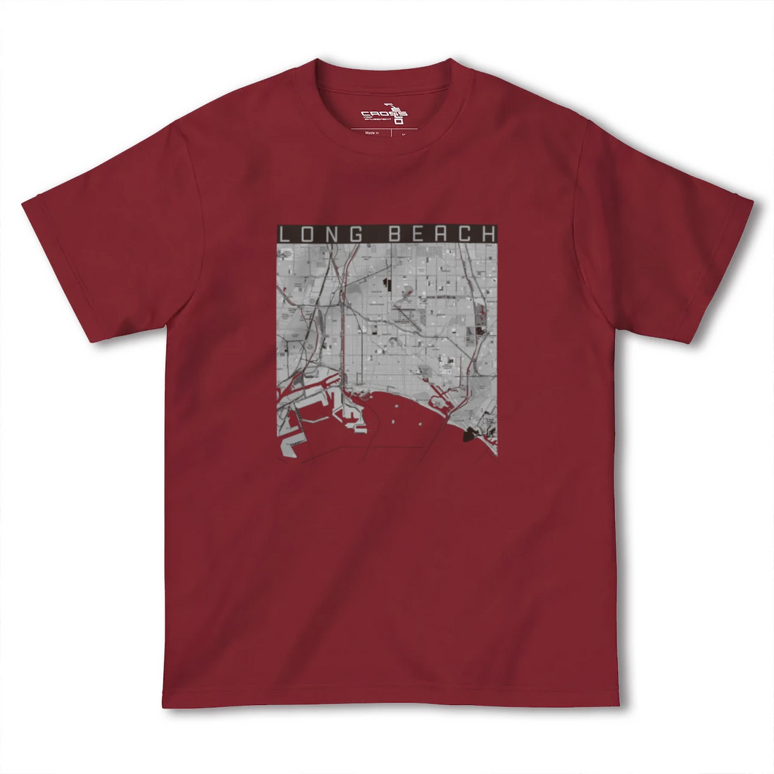 【ロングビーチ(アメリカ)】地図柄ヘビーウェイトTシャツ