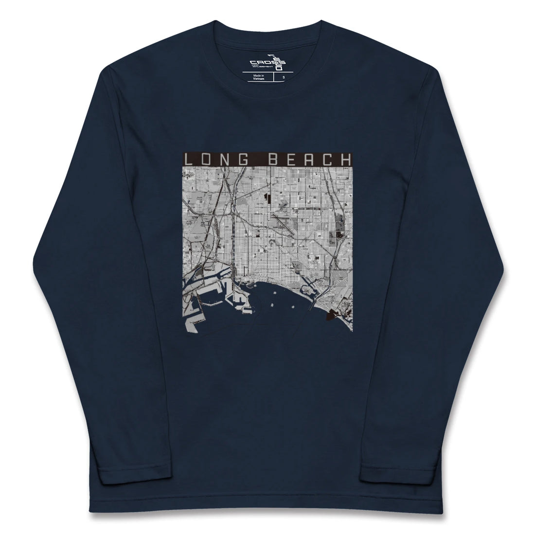 【ロングビーチ（アメリカ）】地図柄ロングスリーブTシャツ