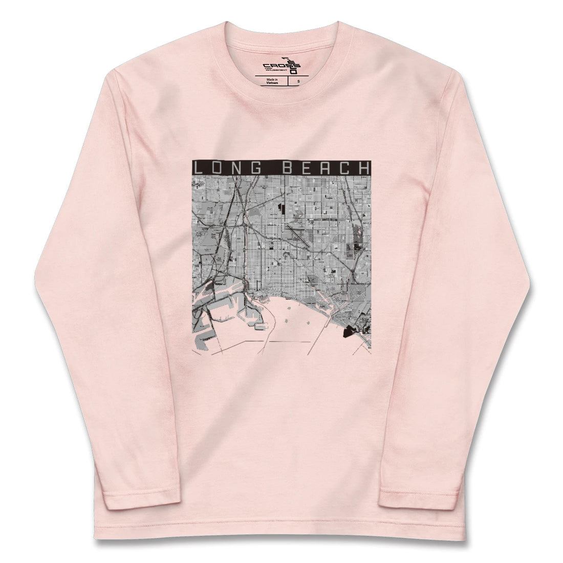 【ロングビーチ（アメリカ）】地図柄ロングスリーブTシャツ
