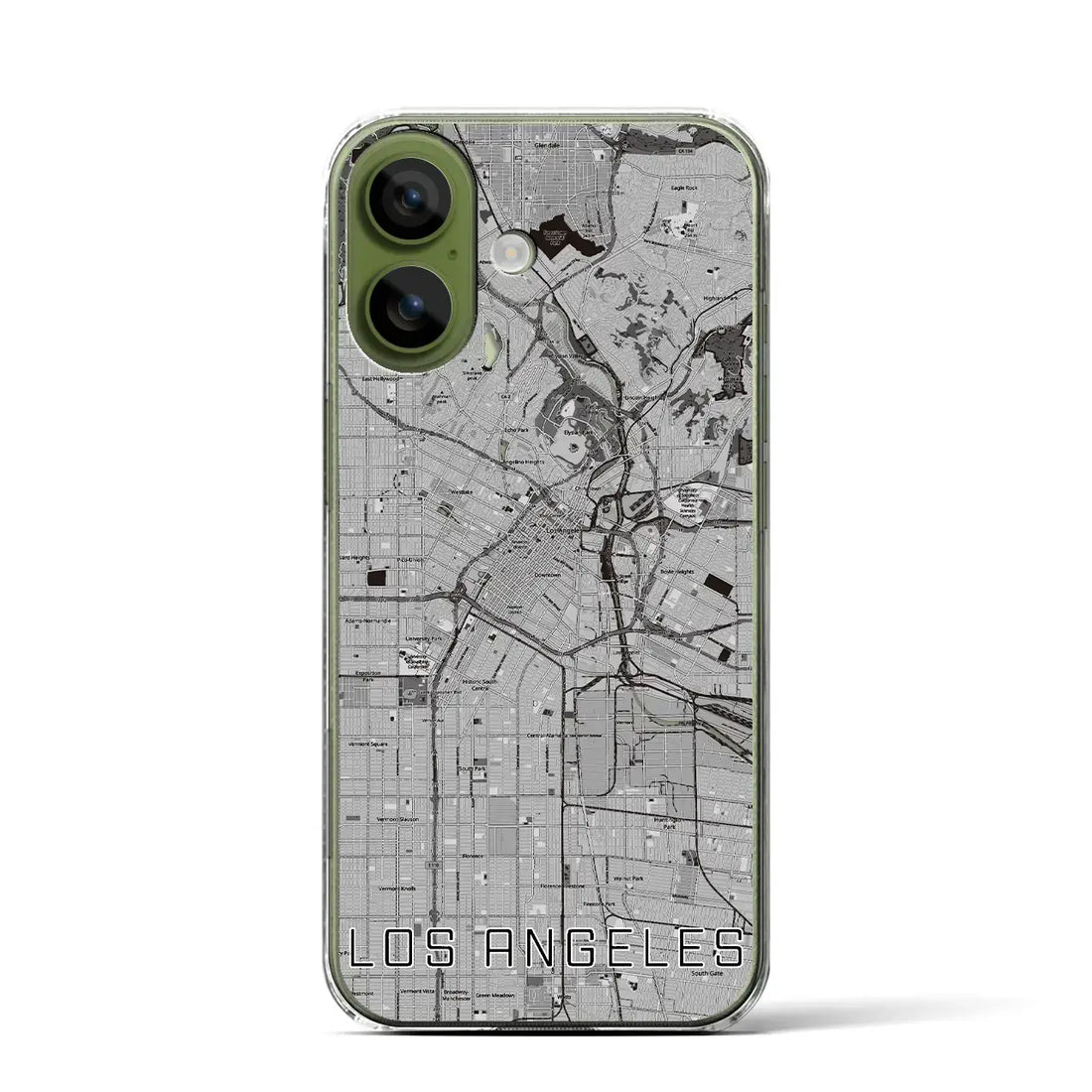 【ロサンゼルス（アメリカ）】地図柄iPhoneケース（クリアタイプ）モノトーン・iPhone 17 Pro Max 用