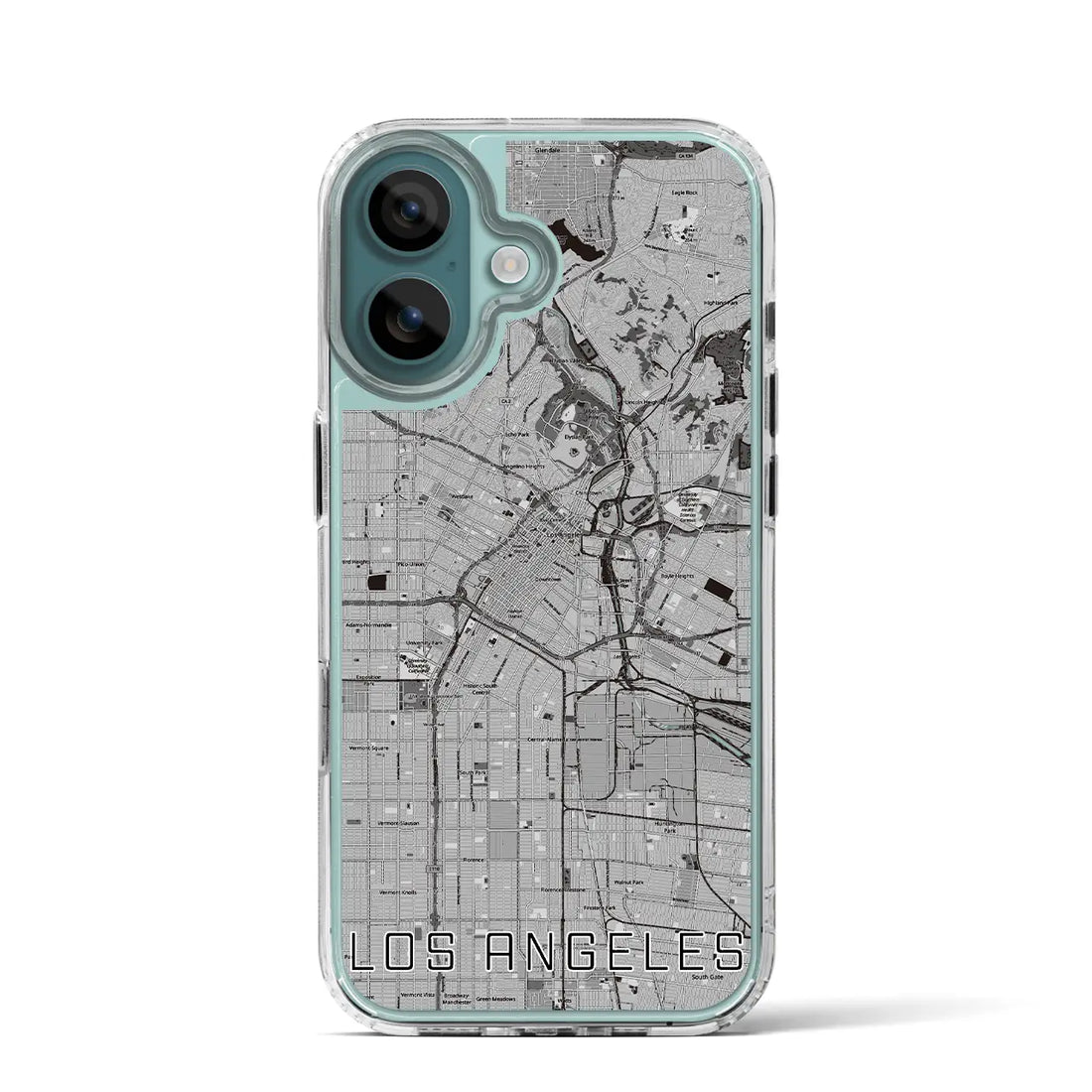 【ロサンゼルス（アメリカ）】地図柄iPhoneケース（MagSafeタイプ）モノトーン・iPhone 16 Pro 用