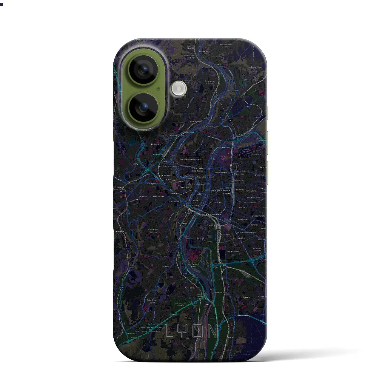 【リヨン（フランス）】地図柄iPhoneケース（バックカバータイプ）