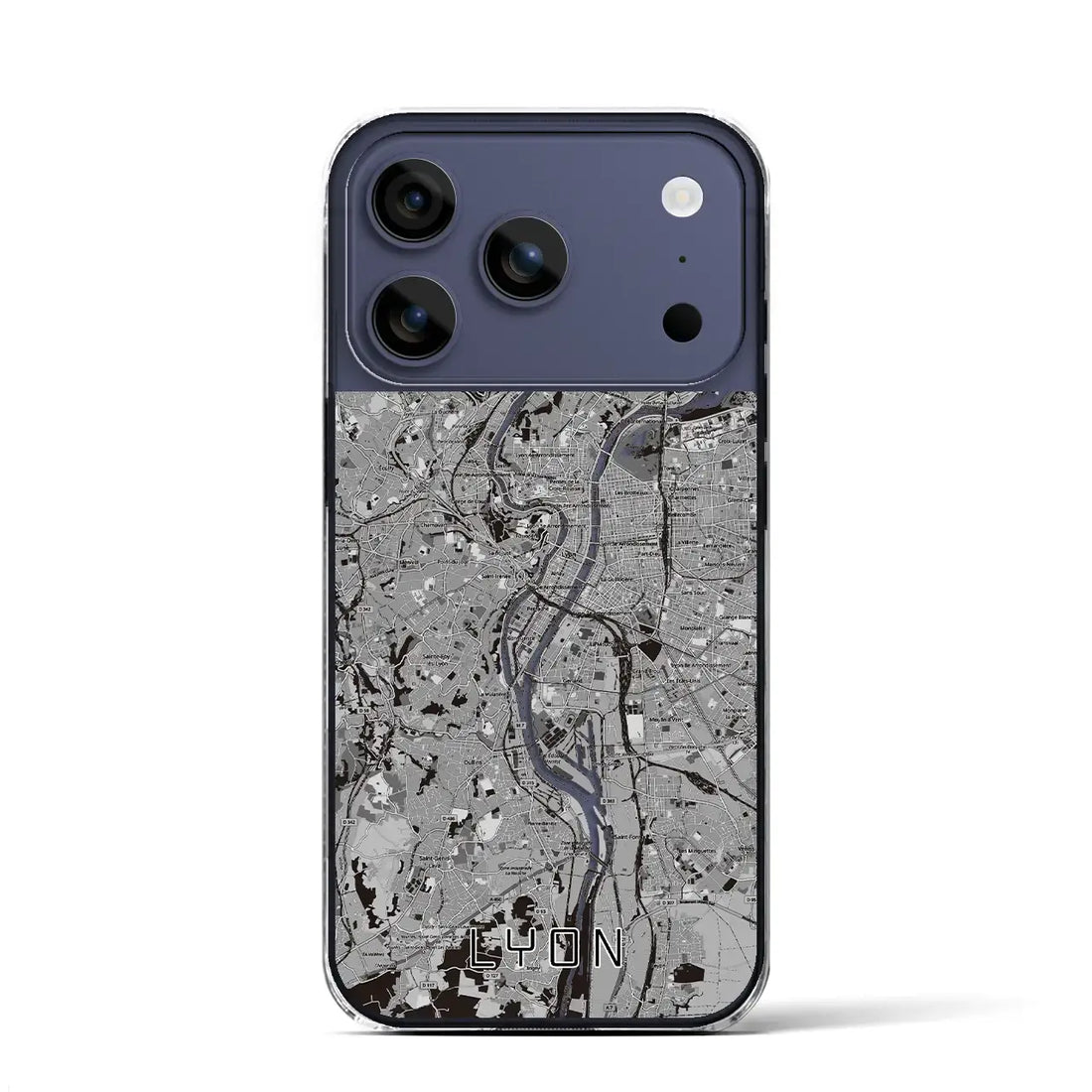 【リヨン（フランス）】地図柄iPhoneケース（クリアタイプ）モノトーン・iPhone 17 Pro Max 用