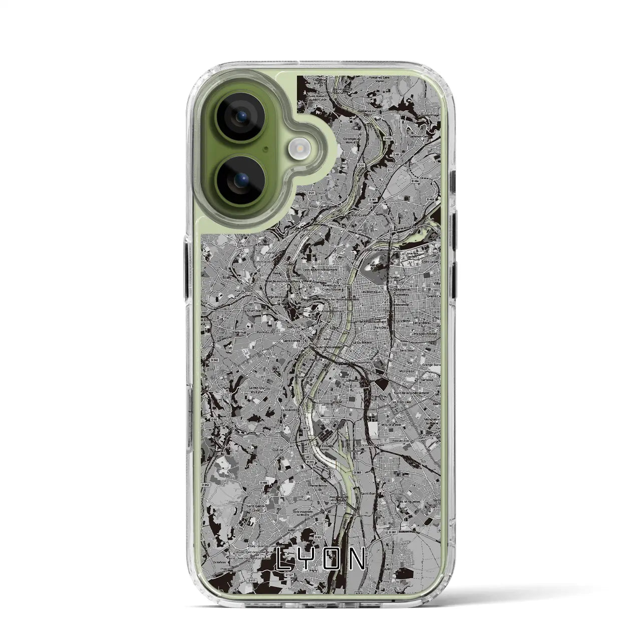 【リヨン（フランス）】地図柄iPhoneケース（MagSafeタイプ）