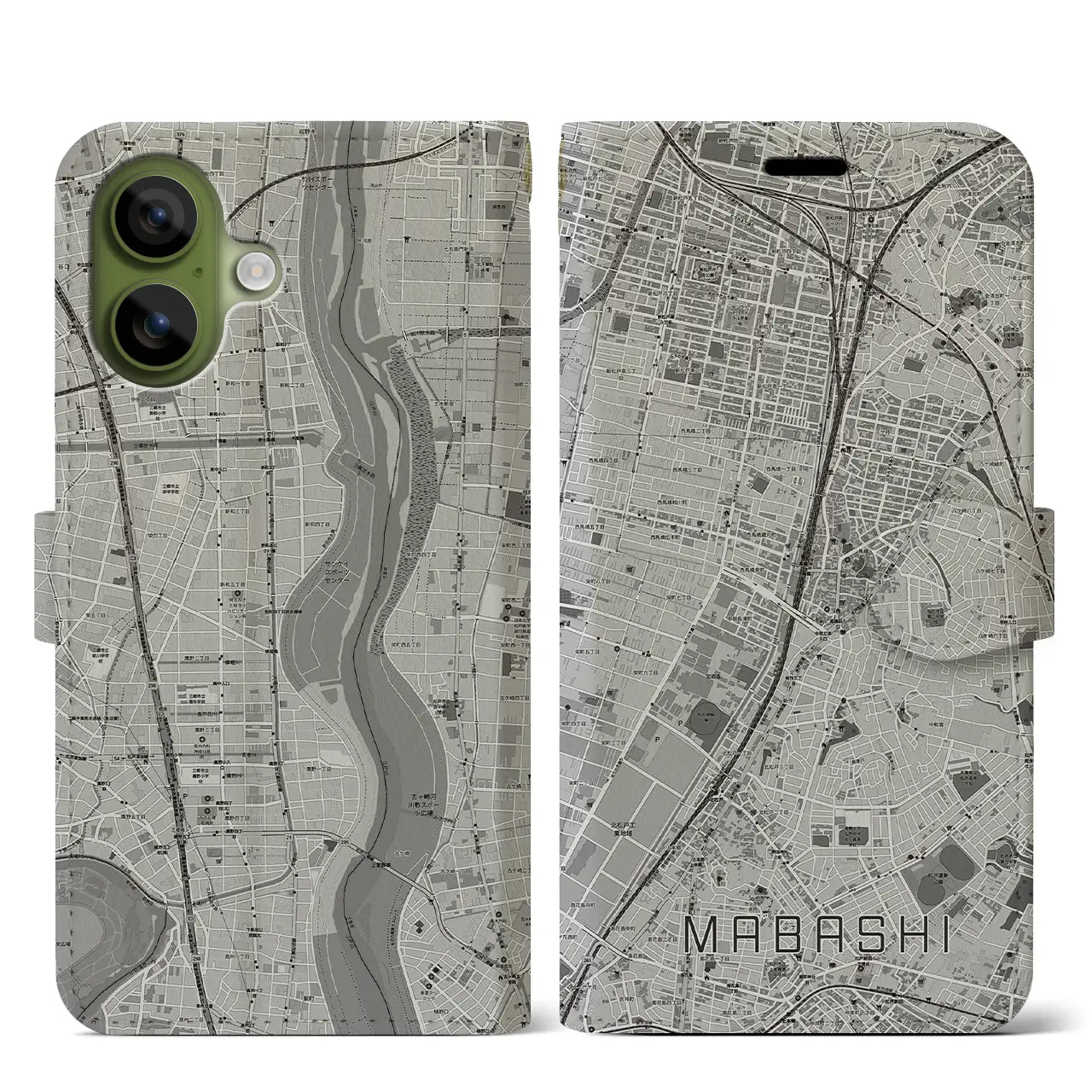 【馬橋（千葉県）】地図柄iPhoneケース（手帳タイプ）