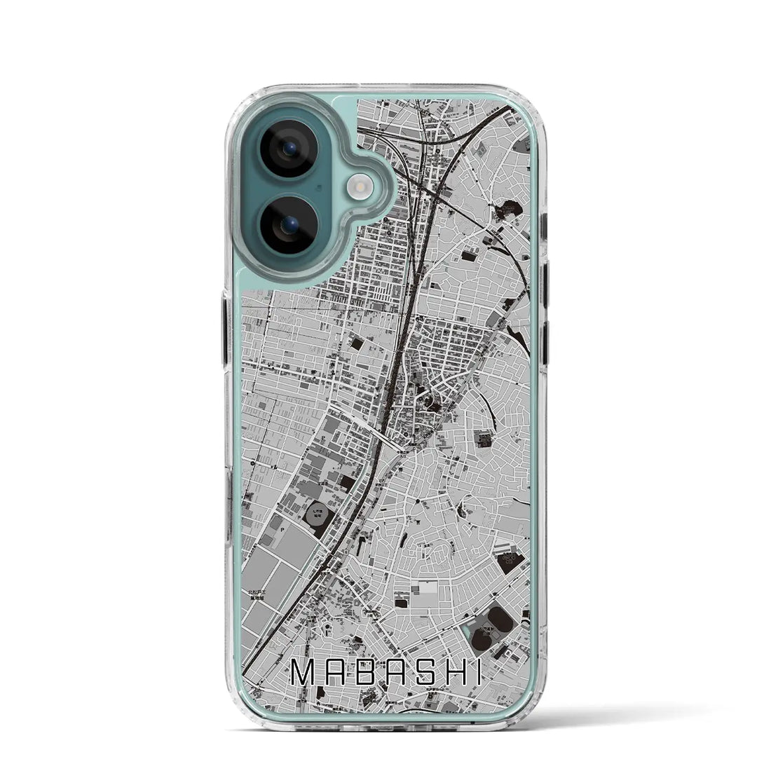 【馬橋(千葉県)】地図柄iPhoneケース(MagSafeタイプ)モノトーン・iPhone 16 Pro 用