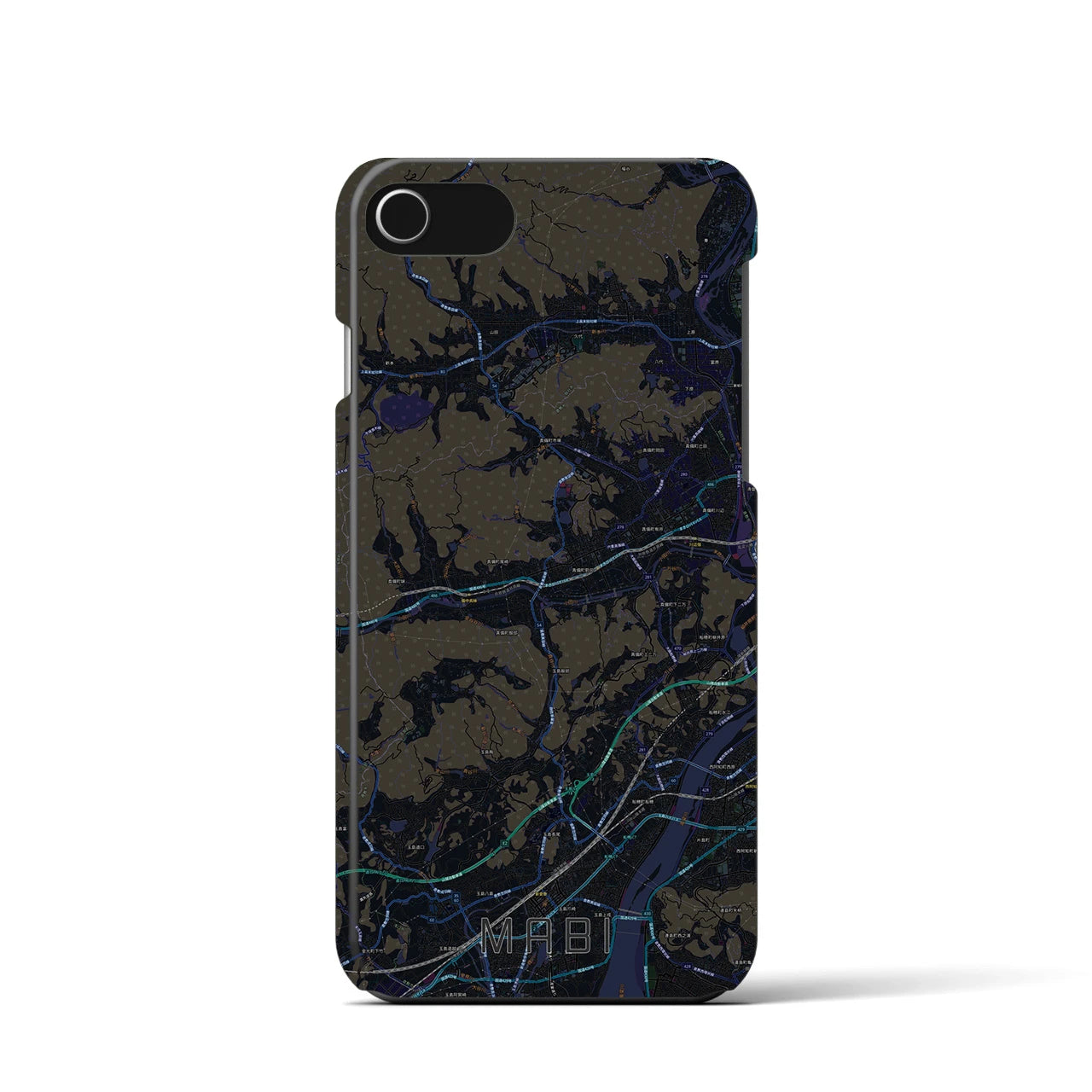 【真備（岡山県）】地図柄iPhoneケース（バックカバータイプ）