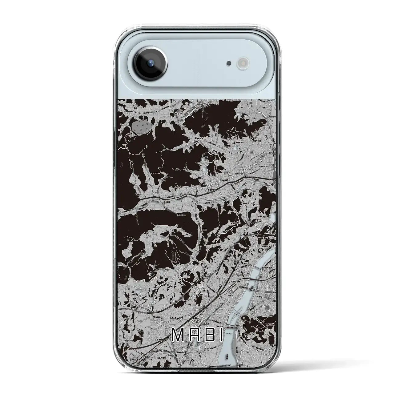 【真備（岡山県）】地図柄iPhoneケース（クリアタイプ）モノトーン・iPhone 17 Pro Max 用