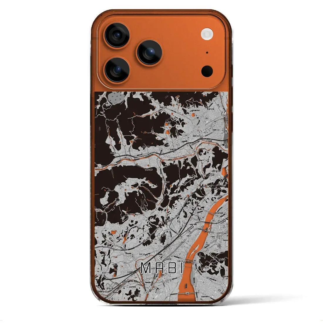 【真備(岡山県)】地図柄iPhoneケース(クリアタイプ)