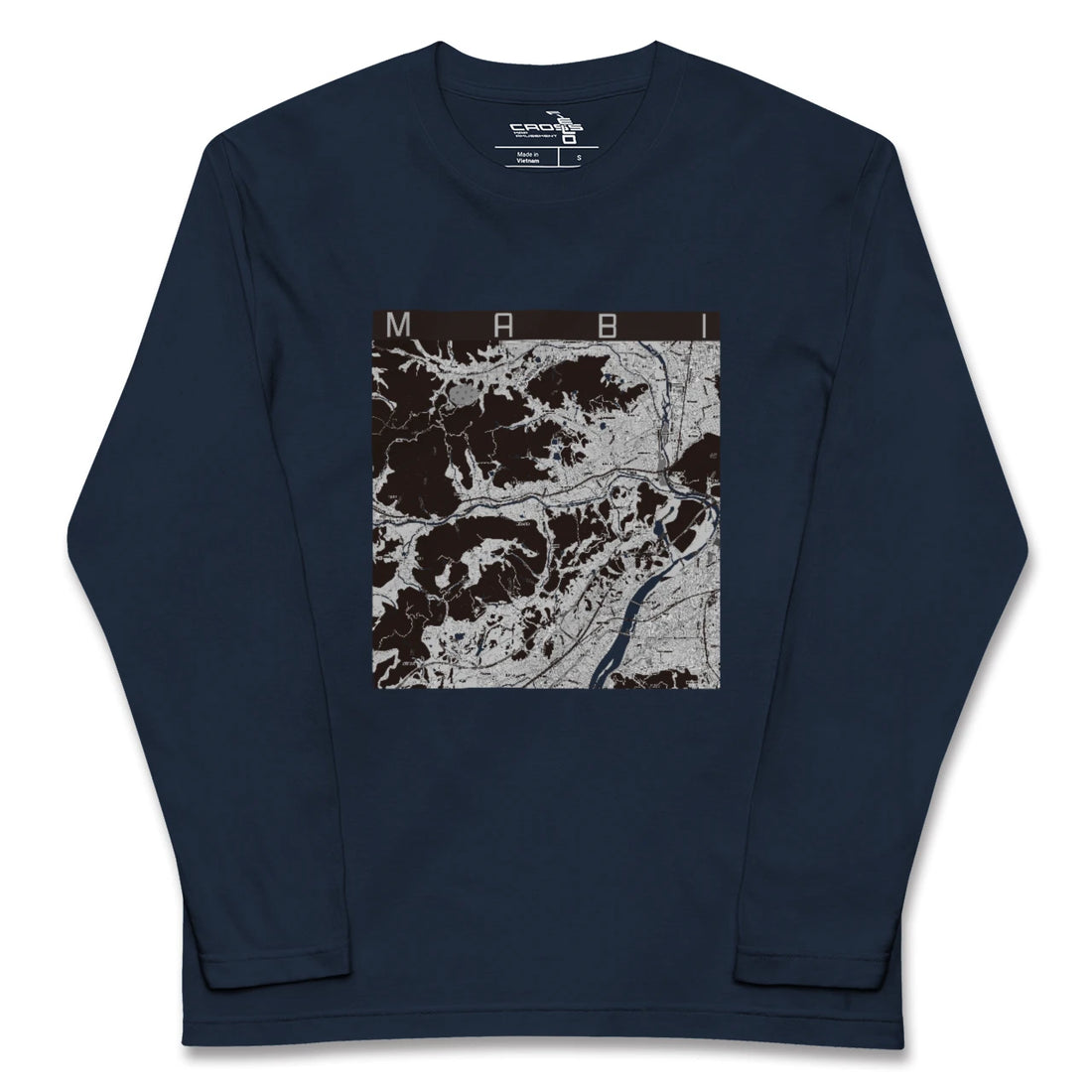 【真備（岡山県）】地図柄ロングスリーブTシャツ