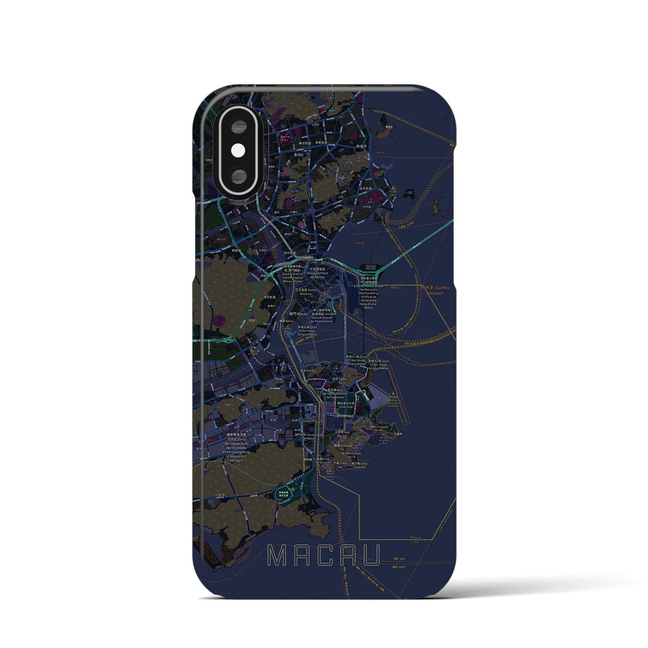 【マカオ（中華人民共和国）】地図柄iPhoneケース（バックカバータイプ）
