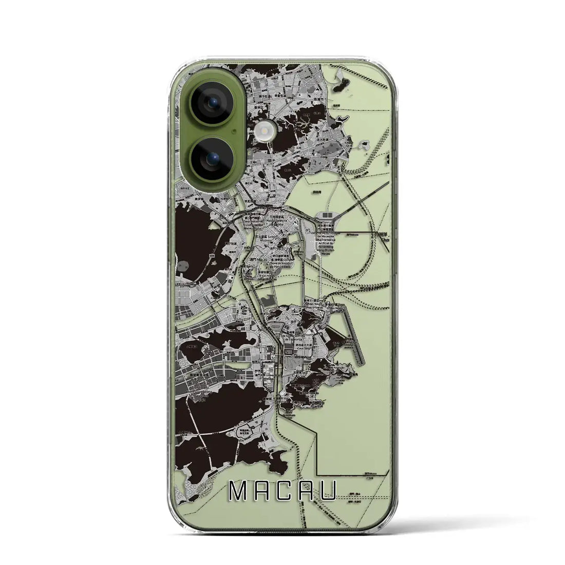 【マカオ（中華人民共和国）】地図柄iPhoneケース（クリアタイプ）モノトーン・iPhone 17 Pro Max 用