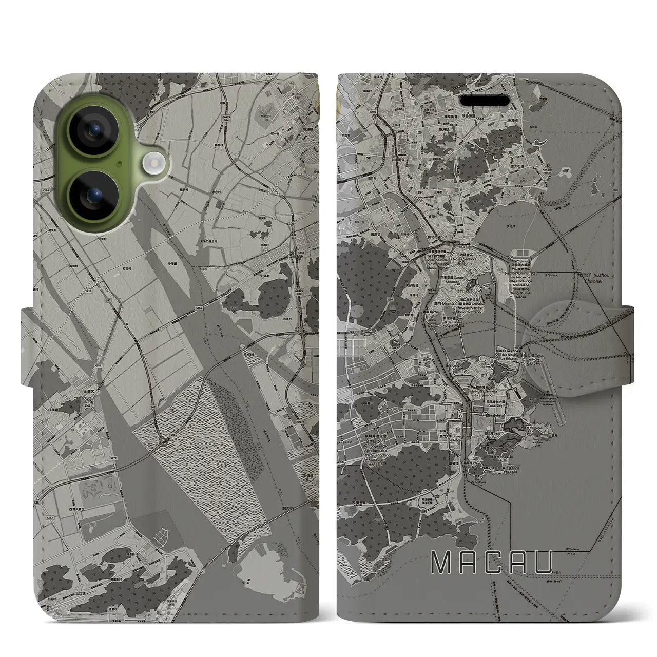 【マカオ（中華人民共和国）】地図柄iPhoneケース（手帳タイプ）