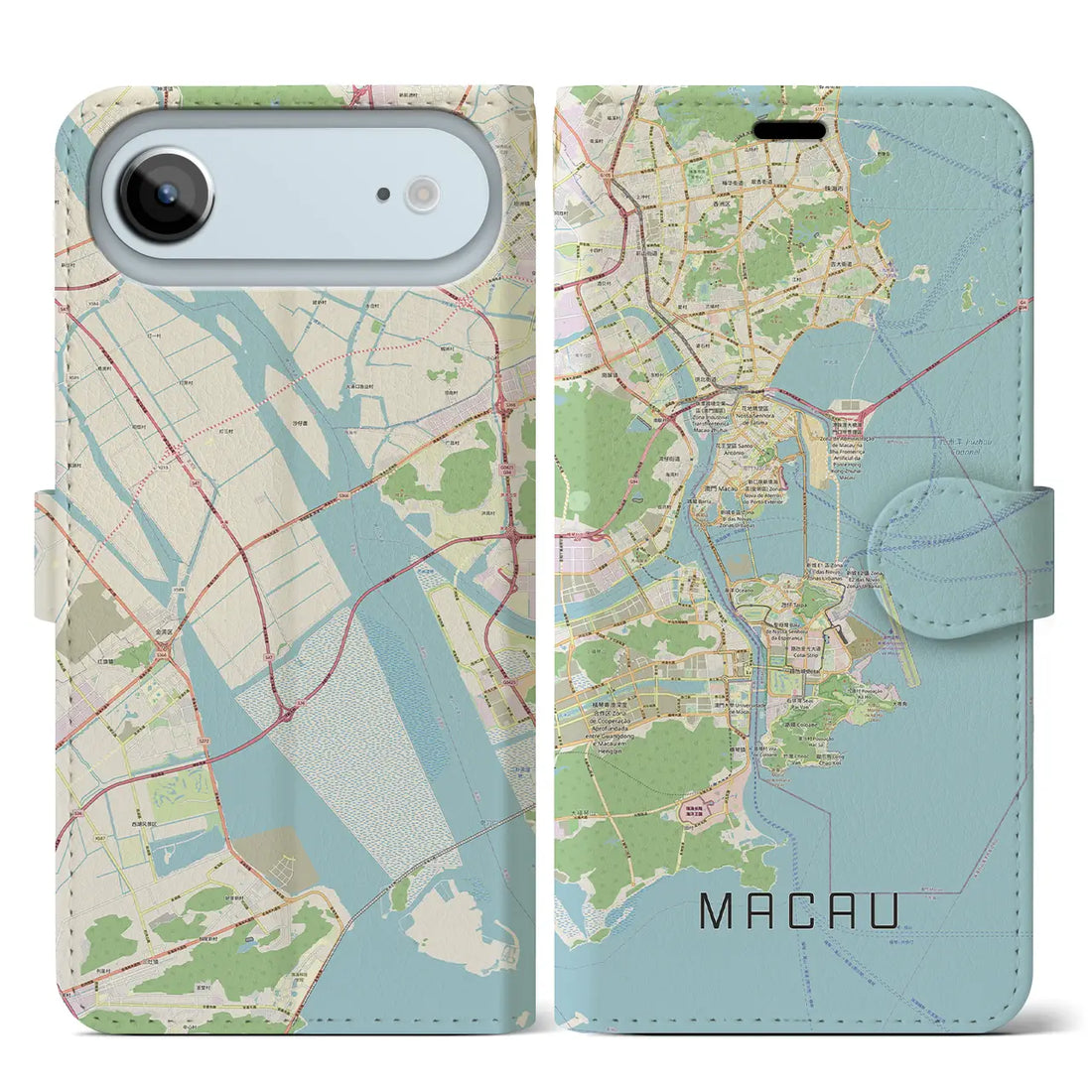 【マカオ（中華人民共和国）】地図柄iPhoneケース（手帳タイプ）モノトーン・iPhone 17 Pro Max 用