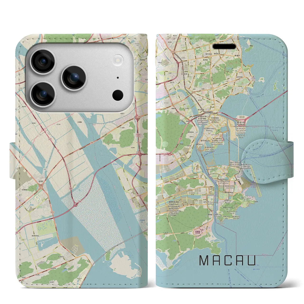 【マカオ（中華人民共和国）】地図柄iPhoneケース（手帳タイプ）