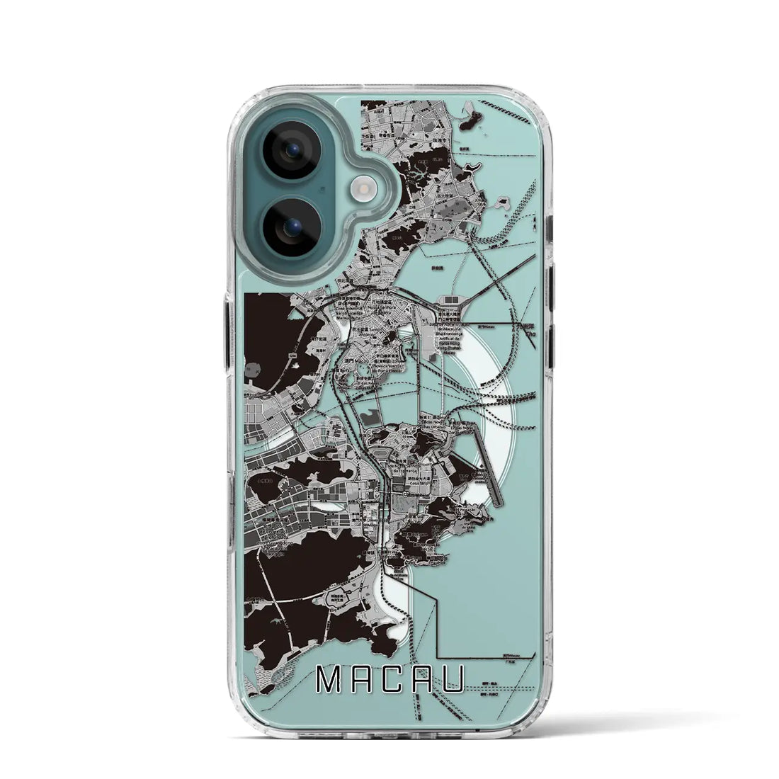 【マカオ(中華人民共和国)】地図柄iPhoneケース(MagSafeタイプ)モノトーン・iPhone 16 Pro 用