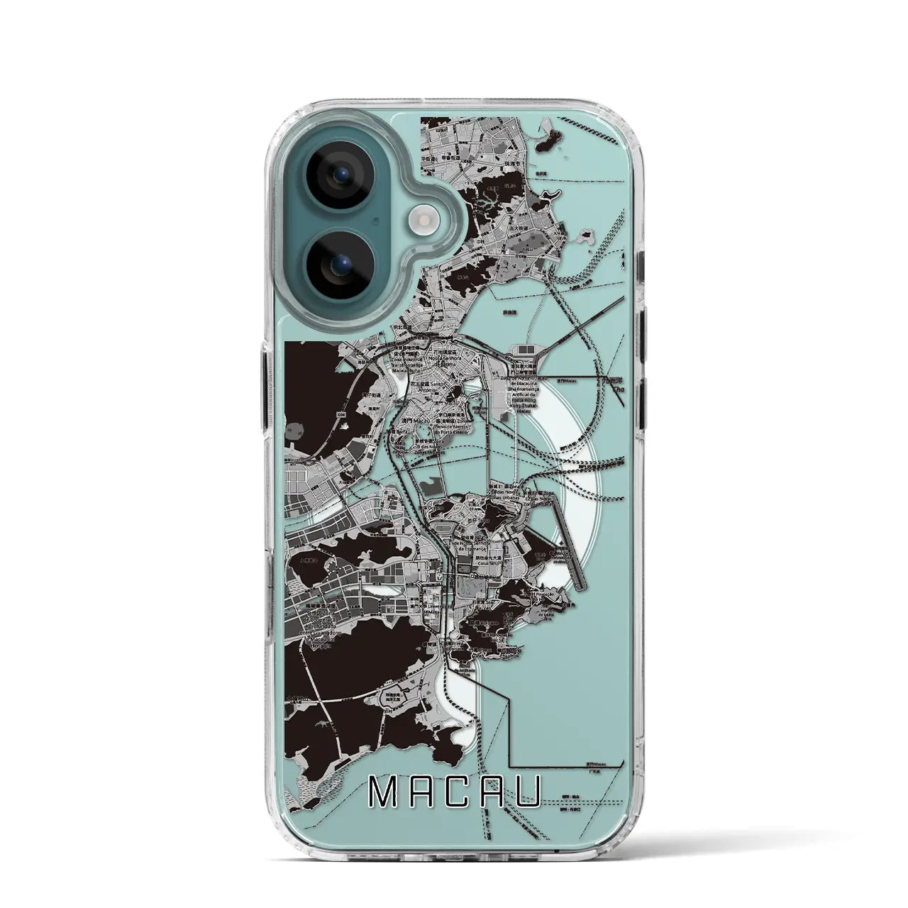 【マカオ（中華人民共和国）】地図柄iPhoneケース（MagSafeタイプ）モノトーン・iPhone 16 Pro 用