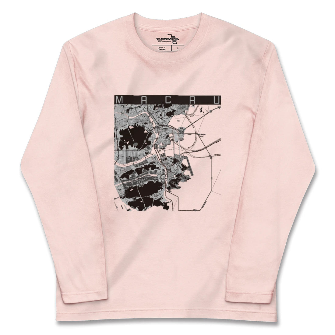 【マカオ（中華人民共和国）】地図柄ロングスリーブTシャツ