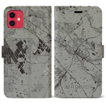 【町田（東京都）】地図柄iPhoneケース（手帳タイプ）モノトーン・iPhone 11 用