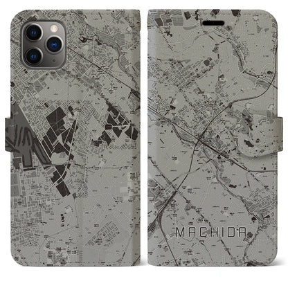 【町田（東京都）】地図柄iPhoneケース（手帳タイプ）モノトーン・iPhone 11 Pro Max 用