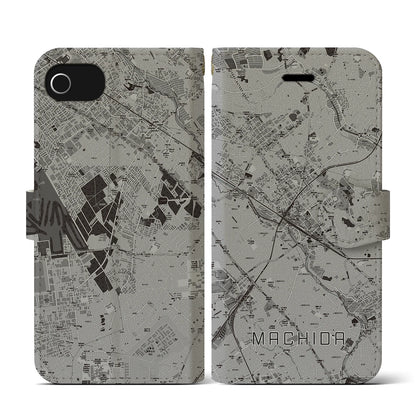 【町田（東京都）】地図柄iPhoneケース（手帳タイプ）モノトーン・iPhone SE（第3 / 第2世代） / 8 / 7 / 6s / 6 用