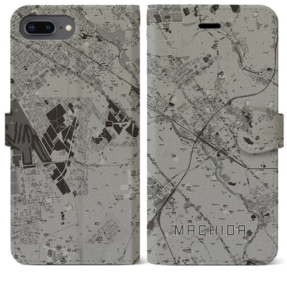 【町田（東京都）】地図柄iPhoneケース（手帳タイプ）モノトーン・iPhone 8Plus /7Plus / 6sPlus / 6Plus 用