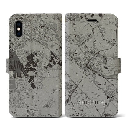 【町田（東京都）】地図柄iPhoneケース（手帳タイプ）モノトーン・iPhone XS / X 用