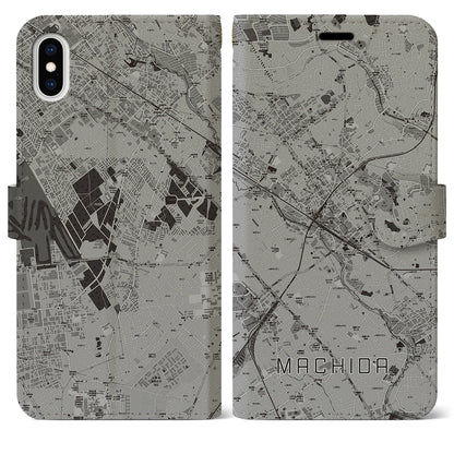 【町田（東京都）】地図柄iPhoneケース（手帳タイプ）モノトーン・iPhone XS Max 用