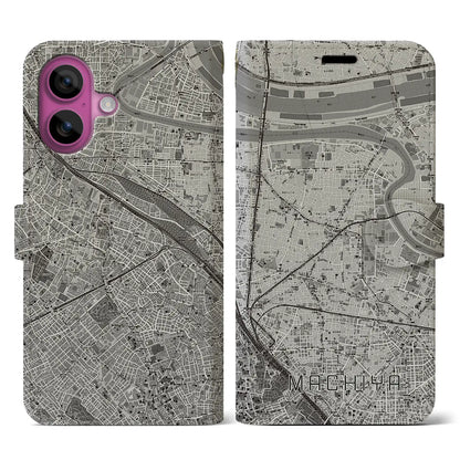【町屋（東京都）】地図柄iPhoneケース（手帳タイプ）モノトーン・iPhone 16 Pro 用