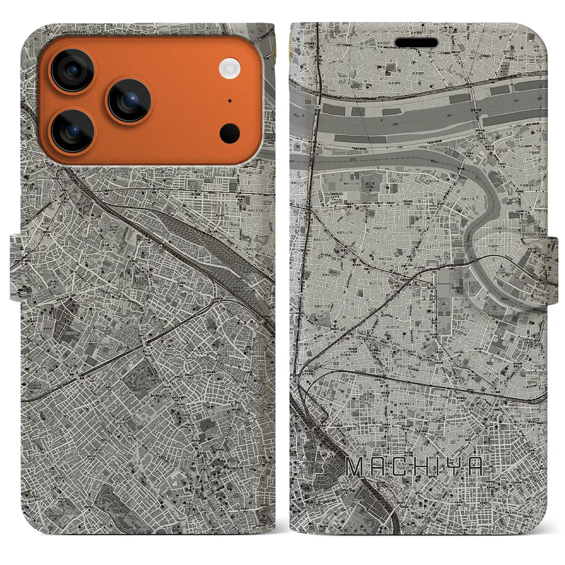 【町屋（東京都）】地図柄iPhoneケース（手帳タイプ）