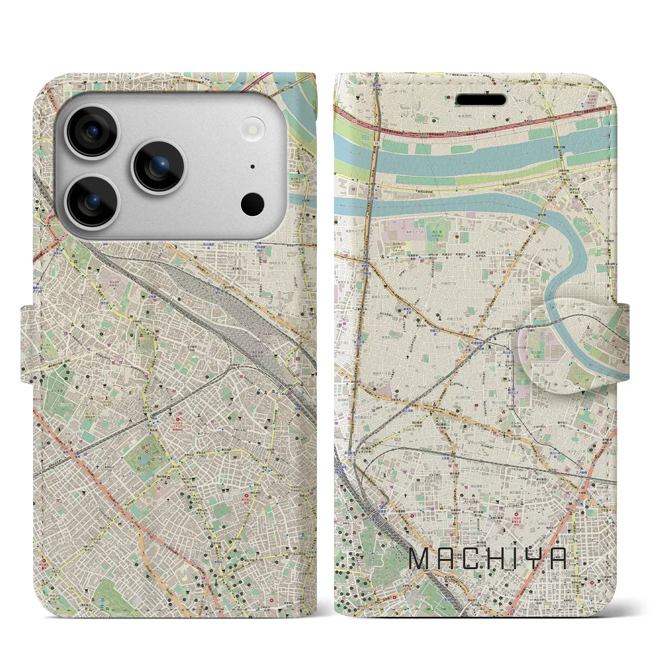 【町屋（東京都）】地図柄iPhoneケース（手帳タイプ）