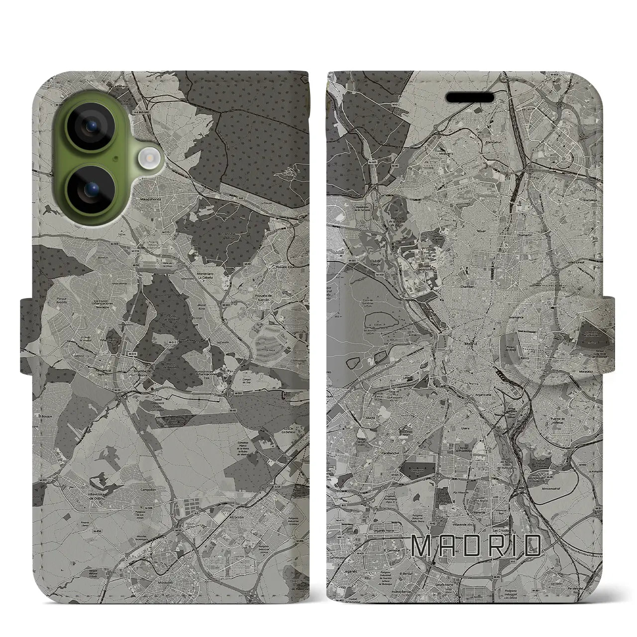 【マドリード（スペイン）】地図柄iPhoneケース（手帳タイプ）