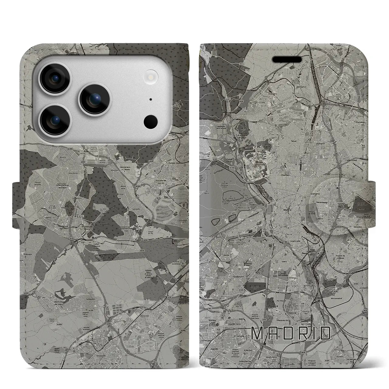 【マドリード（スペイン）】地図柄iPhoneケース（手帳タイプ）